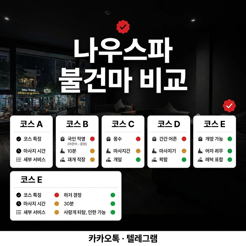 나우스파 불건마 코스별 총액 비교